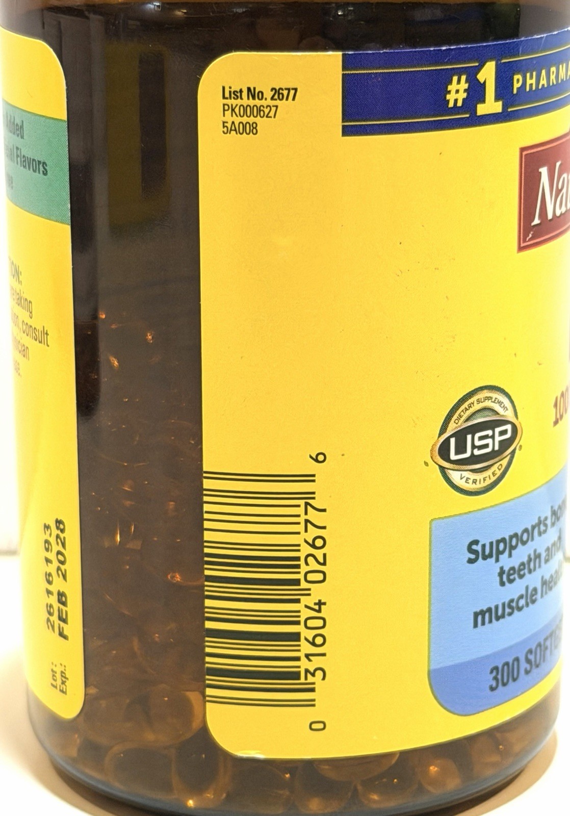 Nature Made Vitamin D3 1000 IU 25 mcg 300 Softgels Bone & Immune Support 02/28