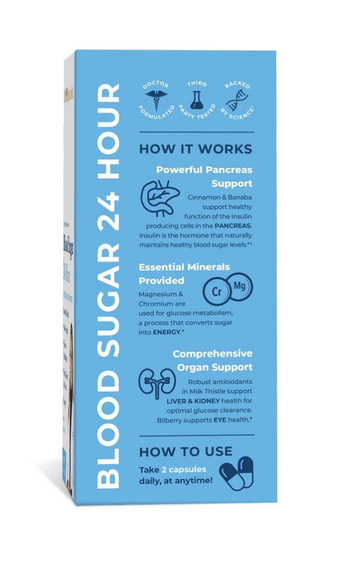 🔥Dr Stephanie’s Blood Sugar Support 24 Hour Once Daily 60ct 08/2028 Supplement