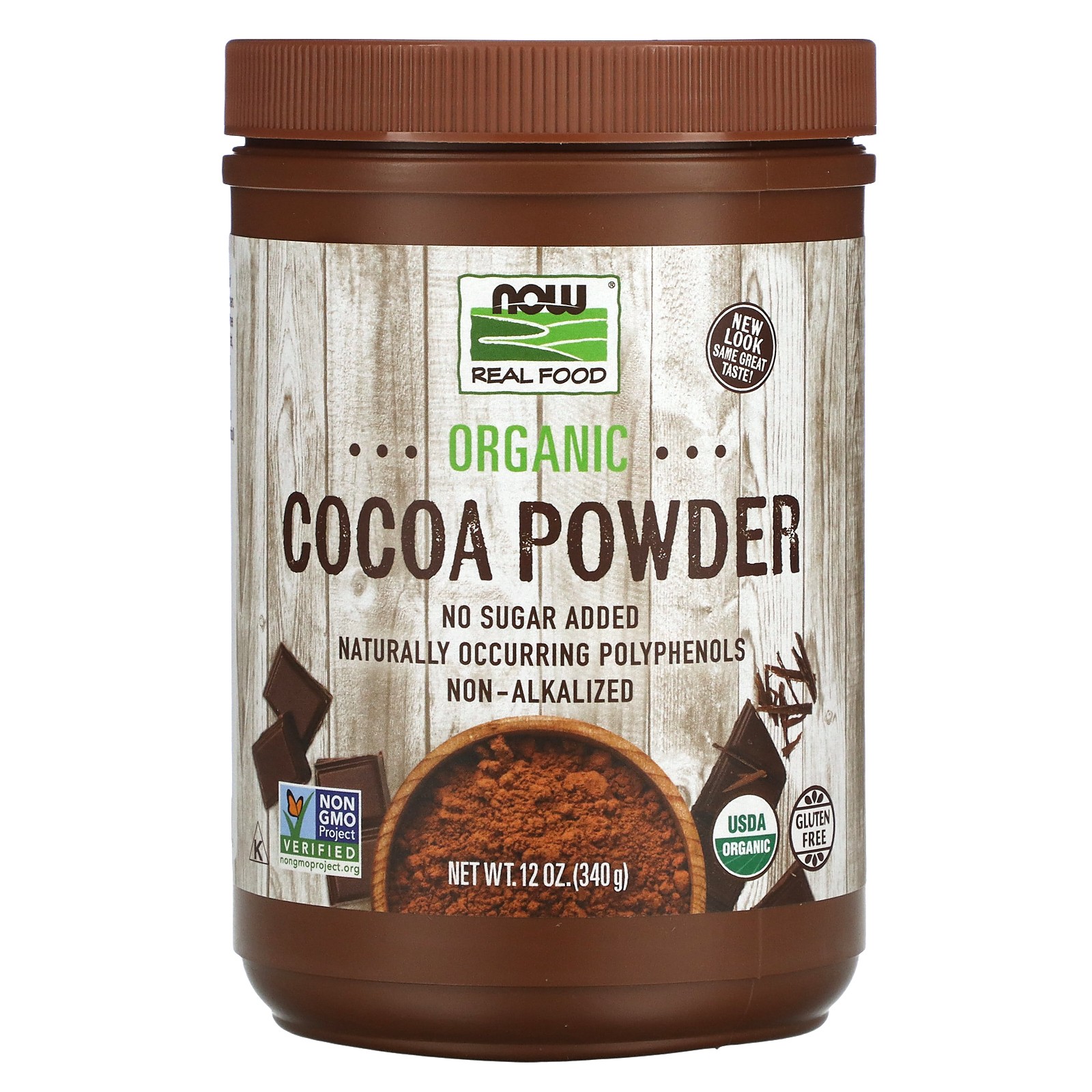 Now Foods Real Food Cocoa Lovers Organic Cocoa Powder 12 oz 340 g Gluten-Free,