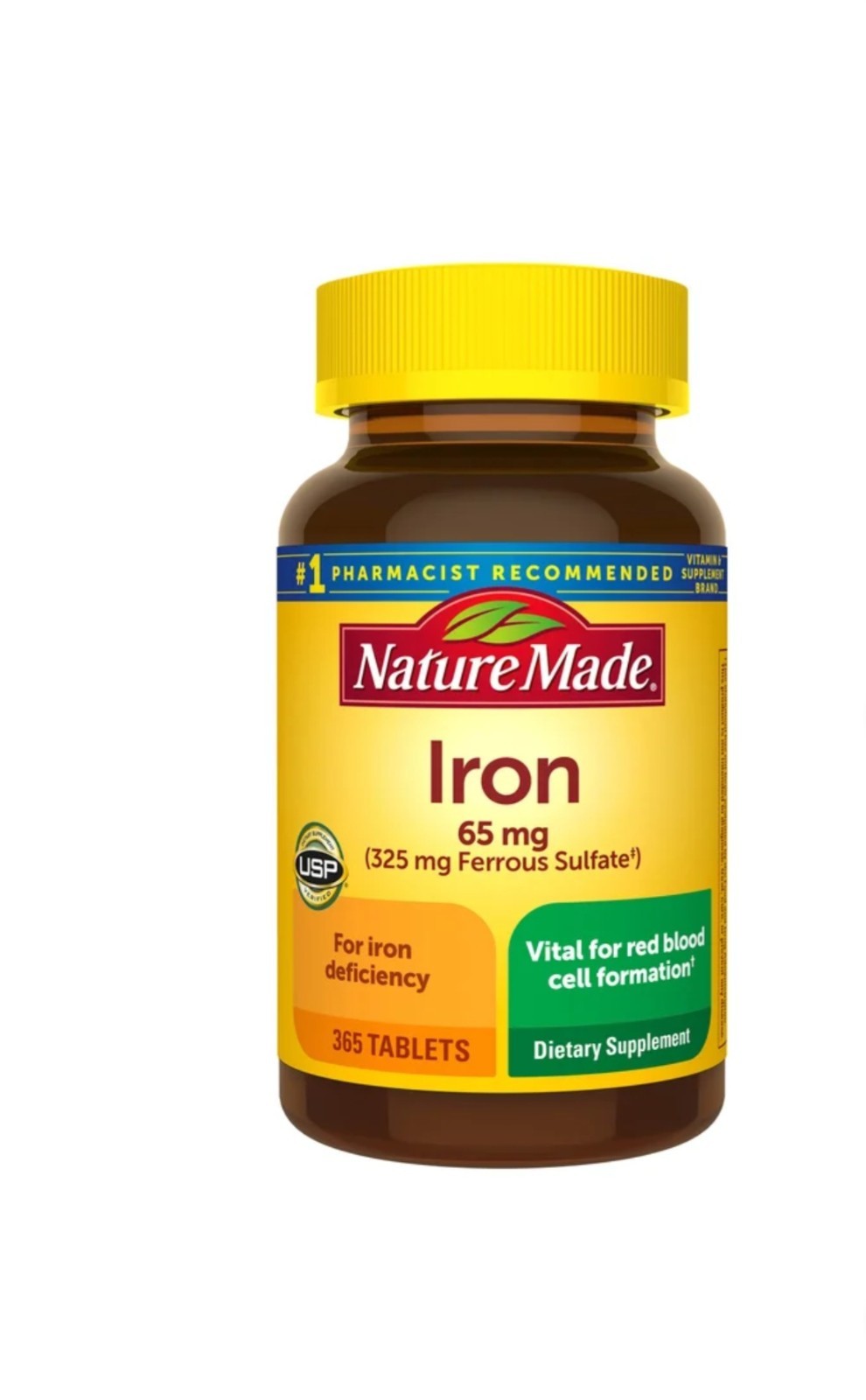 NEW Nature Made Iron 65 mg – 365 Tablets Dietary Supplement EXP 6/2028