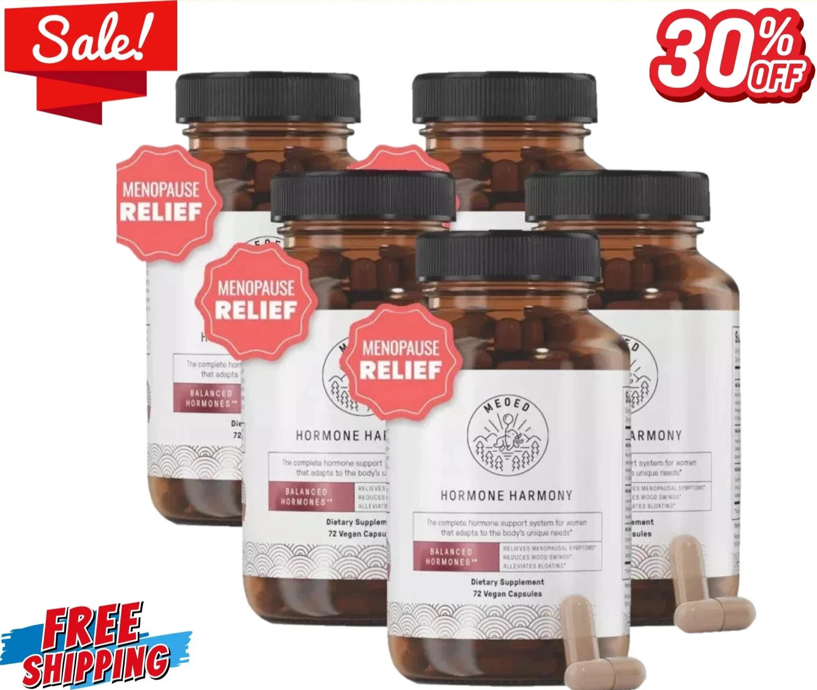 Happy Mammoth Hormone Harmony Natural Hormonal Support Women 72 Capsules 5 Pack