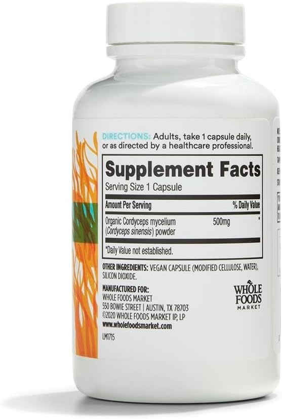 Cordyceps Mushroom Capsules 500mg, , 90 Count – Energy & Stamina Boost