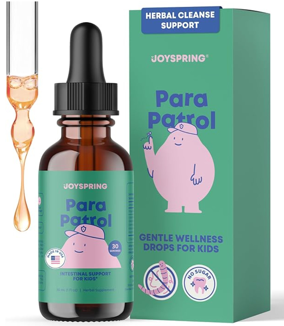 JoySpring Para Patrol Intestinal Support Herbal Supplement Kids Raspberry 30 mL