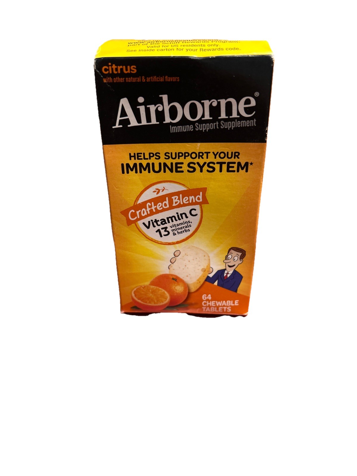 AirBorne 1000mg Vitamin C Citrus 64 Chewable Tablets Gluten-Free Exp 06/2025