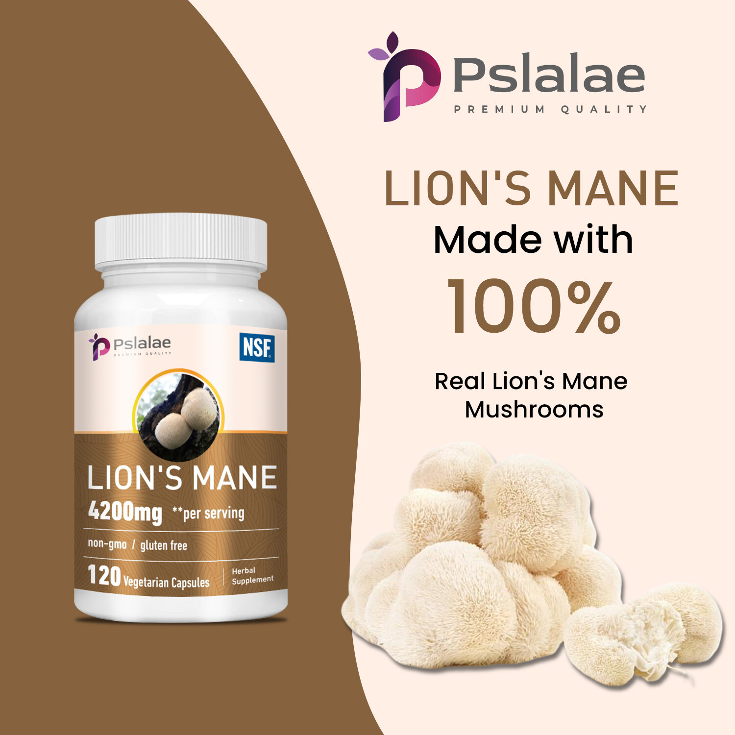 Lion’s Mane 4200mg – Bioperine, Brain Booster Supplement, Focus & Memory Support