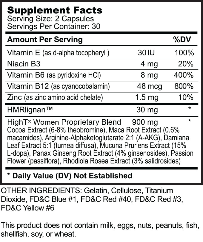 HighT Women, 60 Ct. Increase your Strength, Stamina, Energy and Libido! ON SALE