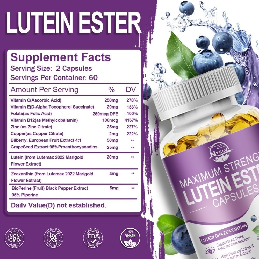 Lutein capsules help with retinal protection and anti-inflammatory effects 120pc