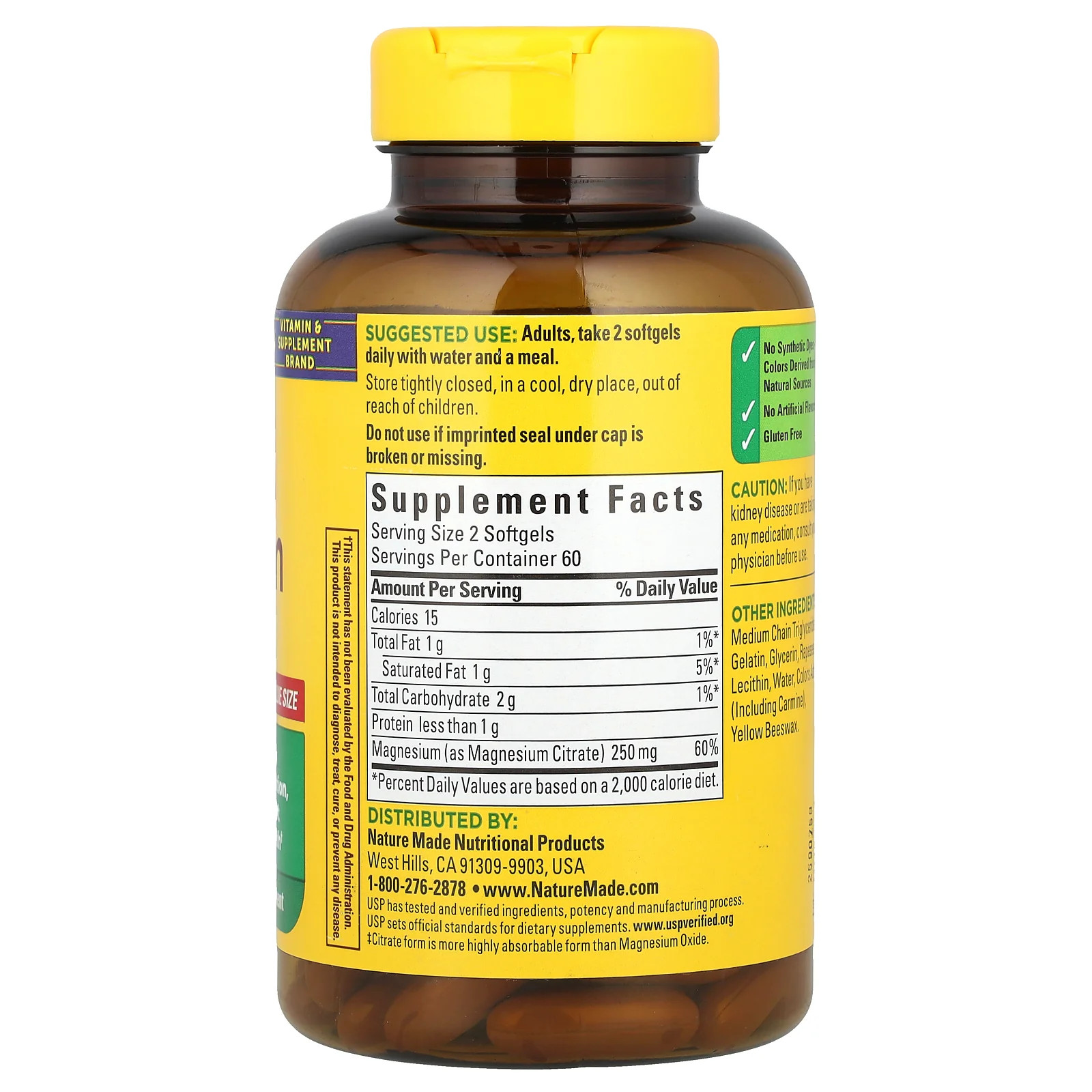 2 X Nature Made, Magnesium Citrate, 120 Softgels (125 mg per Softgel)