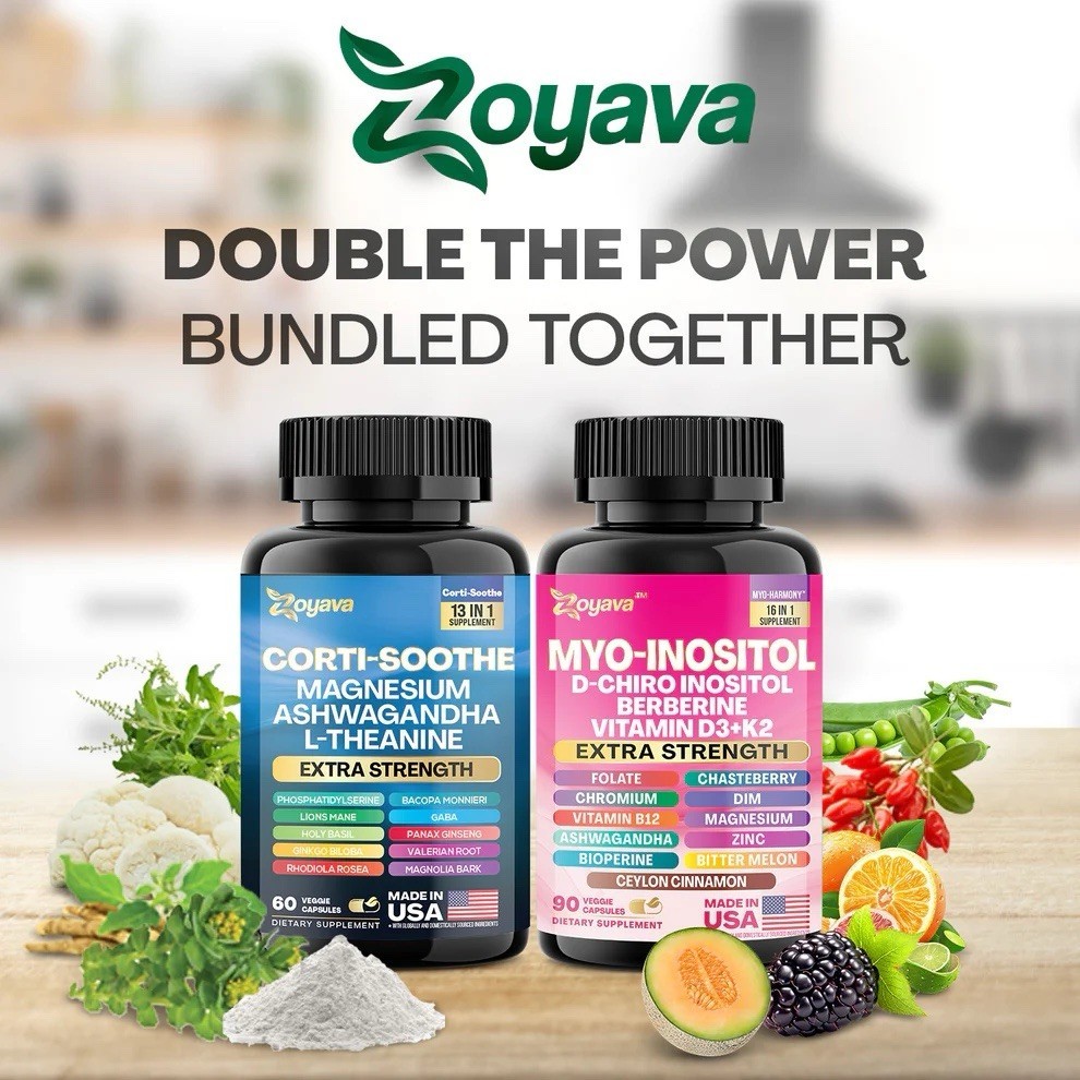 2 Pack-Zoyava Cortisol Myo-Inositol Extra Strength Stress Relief Hormone Support
