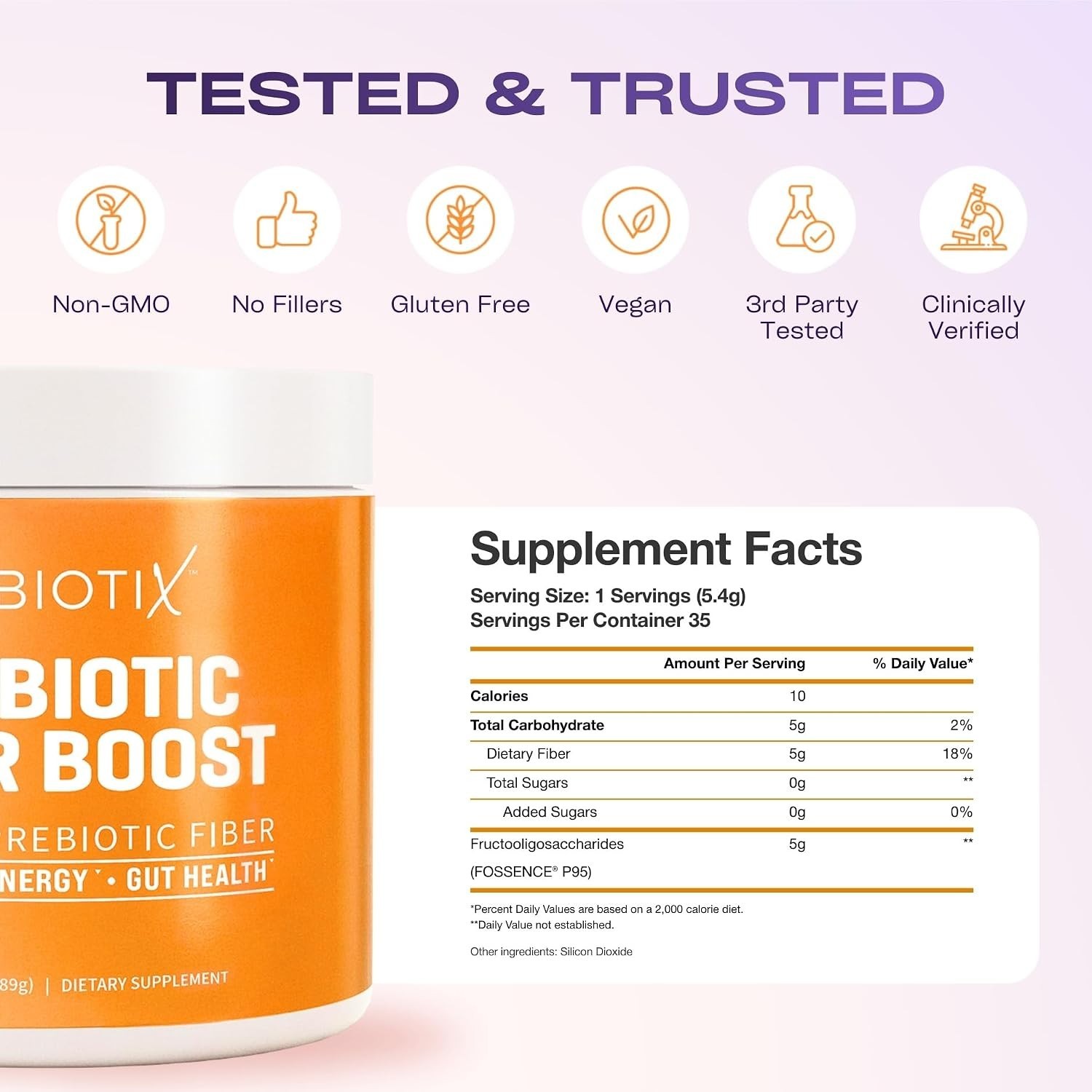 Plant-Based Fiber Supplement – Gluten-Free, 35 Servings for Optimal Gut Health