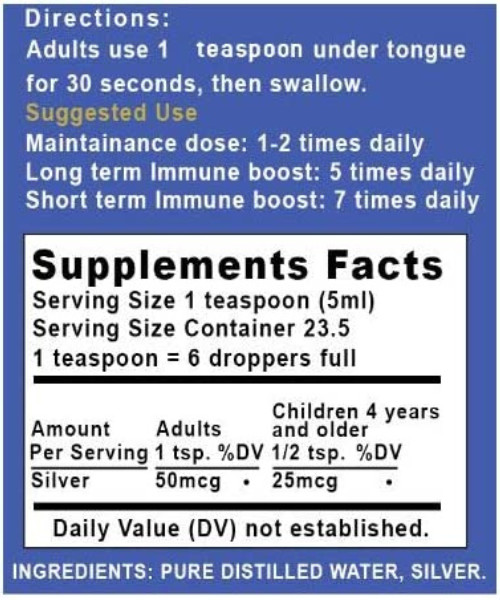 Silver Holistics Real Colloidal Silver Liquid Natural & Organic Supplement