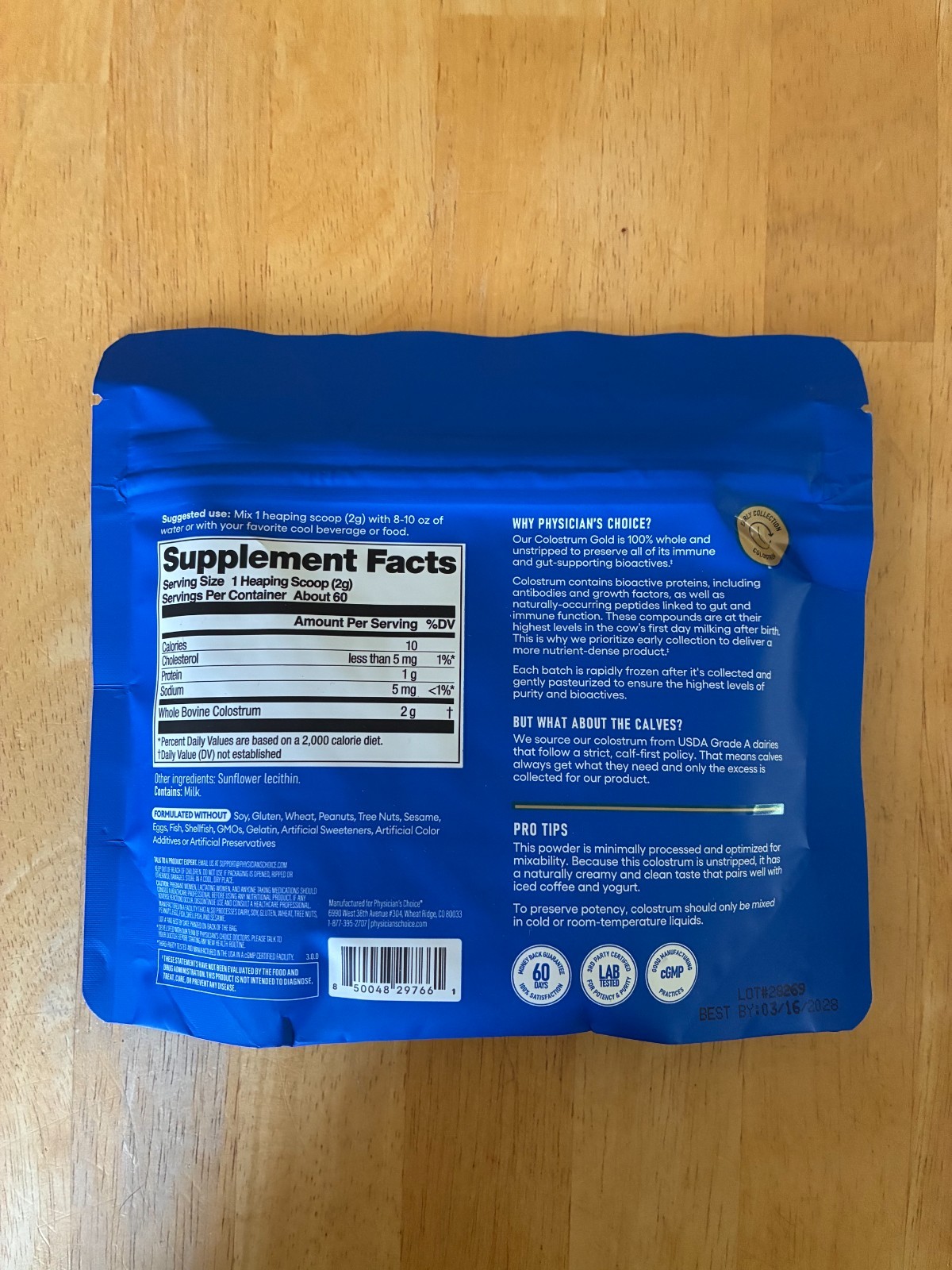 Physician’s Choice Colostrum Powder Gold Supports Immune Gut Health 60 Servings