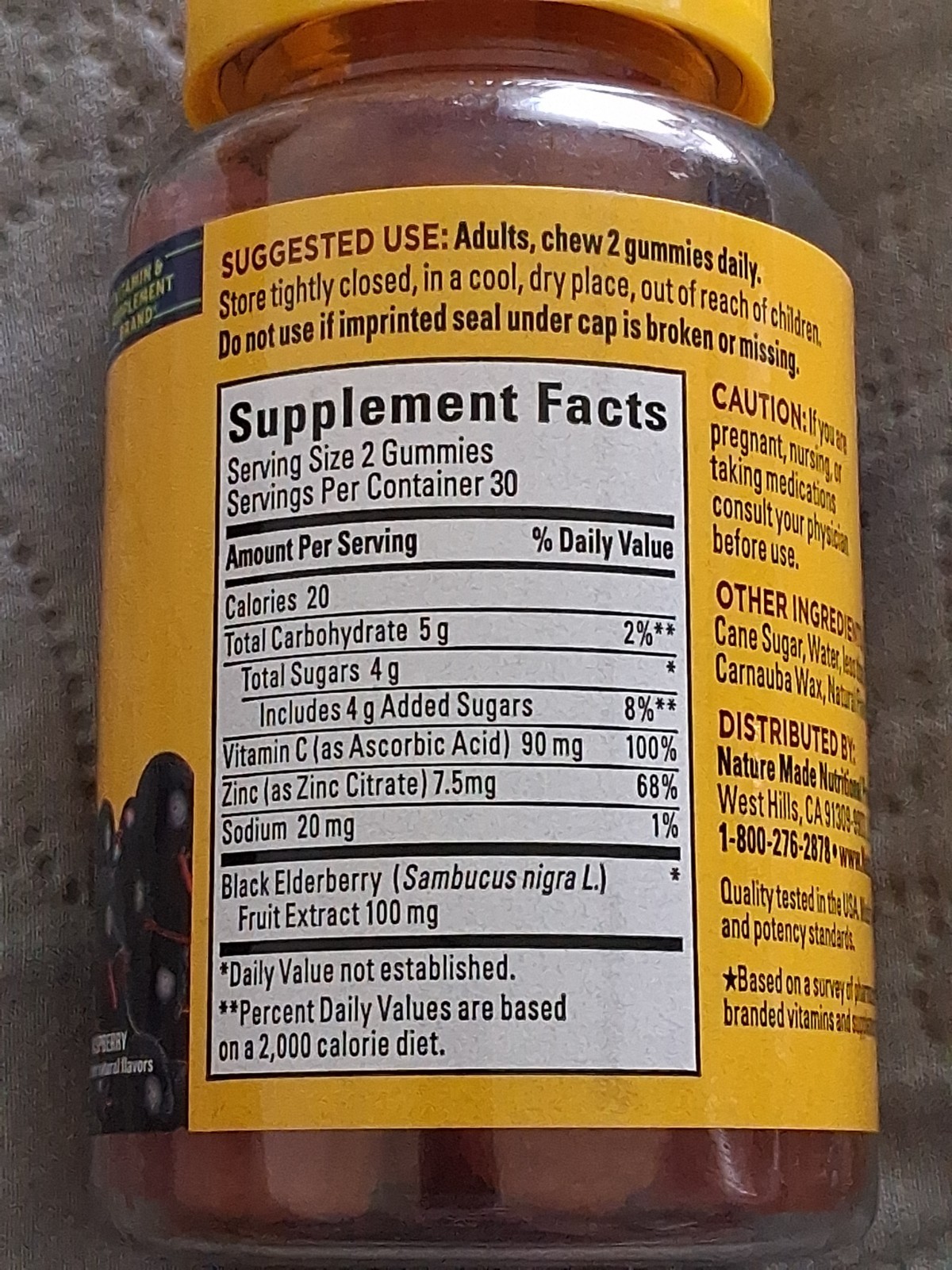 Nature Made Elderberry Gummies 60 count with Vitamin C & Zinc EXP 07/2027