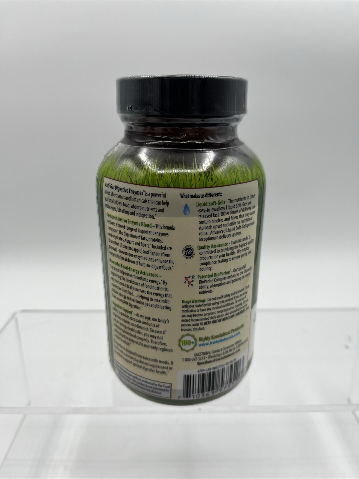 Irwin Naturals Anti-Gas Digestive Enzymes, 45 Liquid Soft-Gels Jan/2027, SEALED