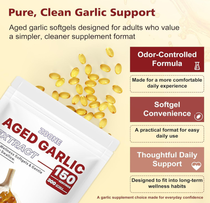 2 Years Aged Garlic Extract Odorless Organic 300 Softgels Heart Immune Support