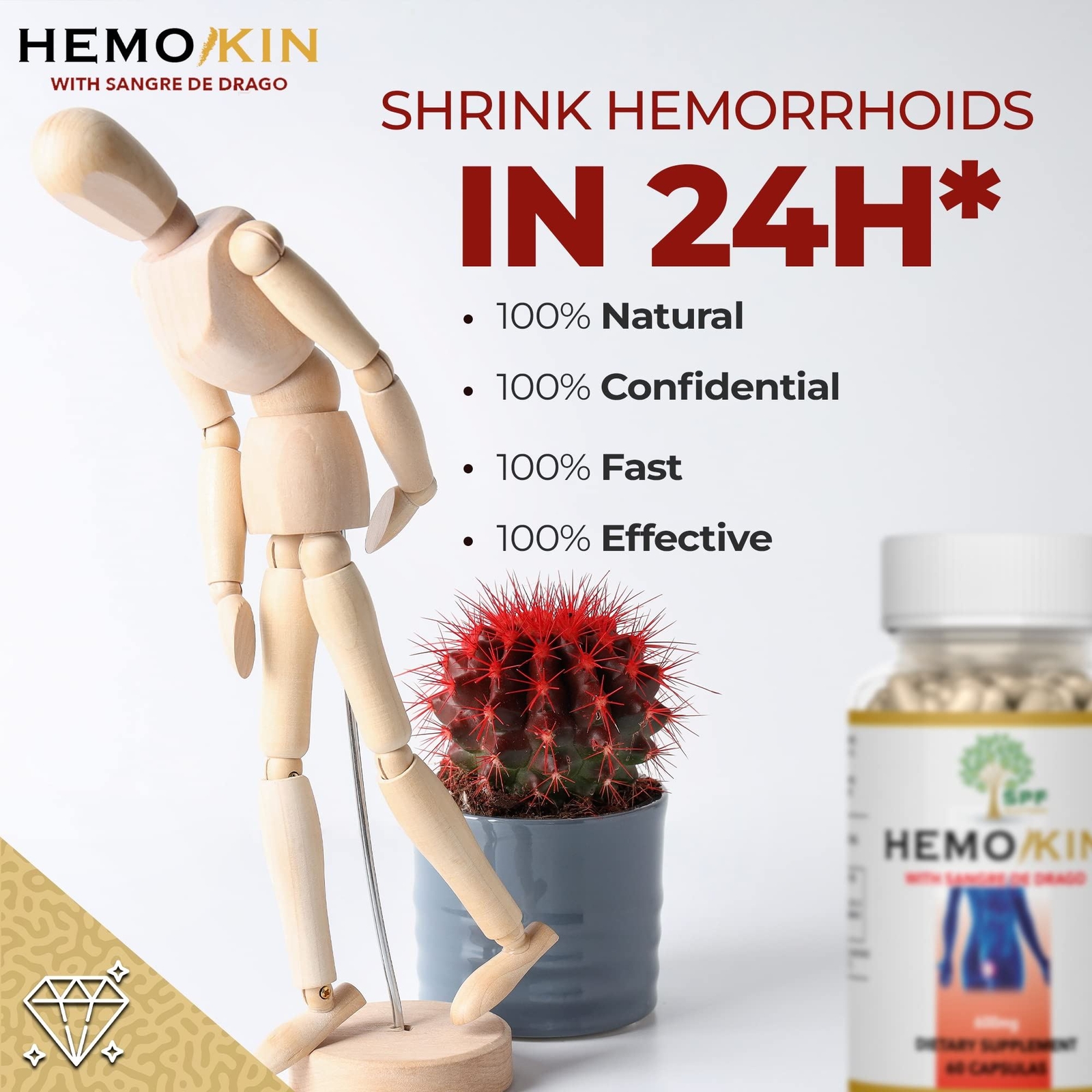 HEMOKIN with Sangre de Drago – Hemorrhoid and Fissure Relief Supplement, Helps w