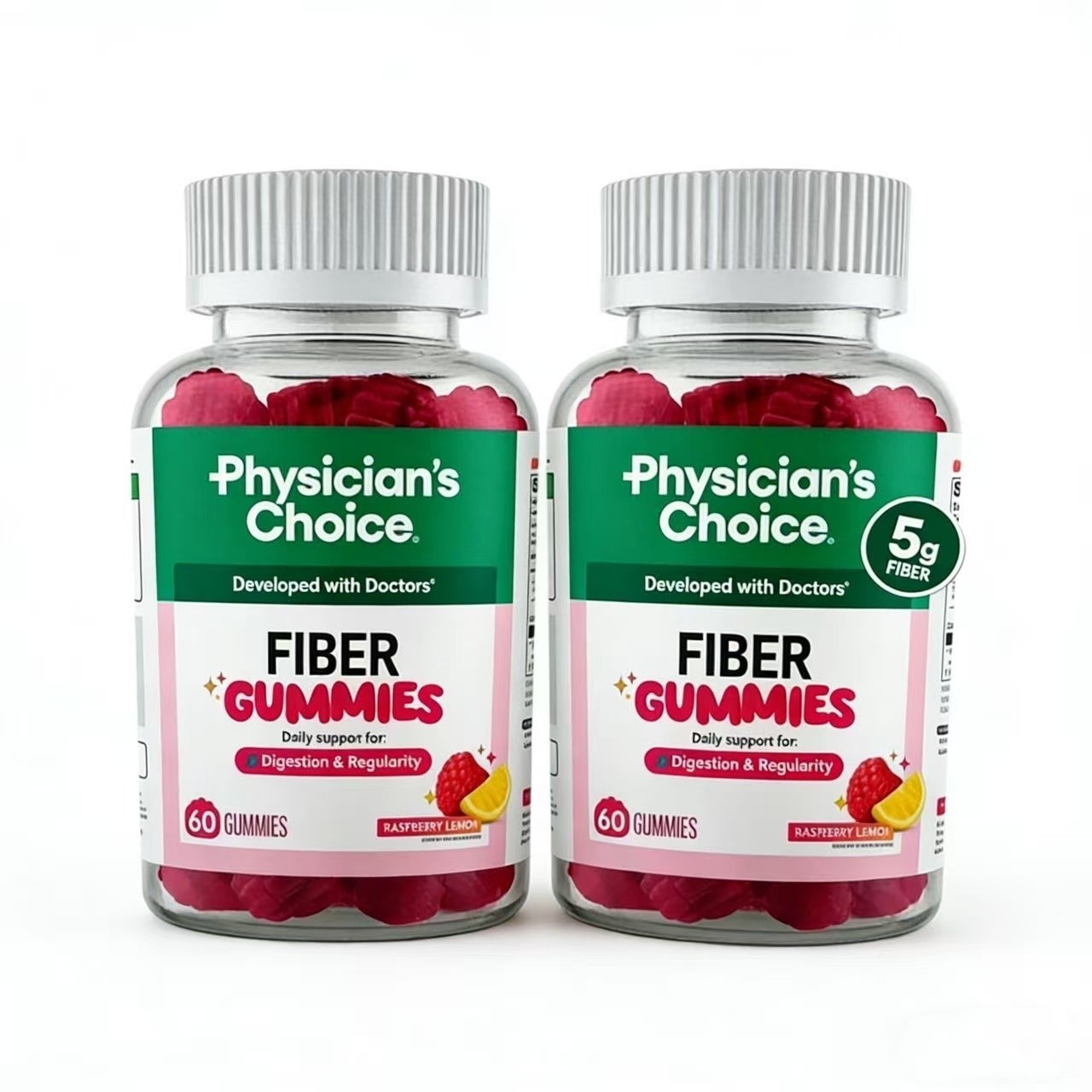 Physician’s Choice Fiber Gummies for Digestive Health & Regularity – Raspberry L