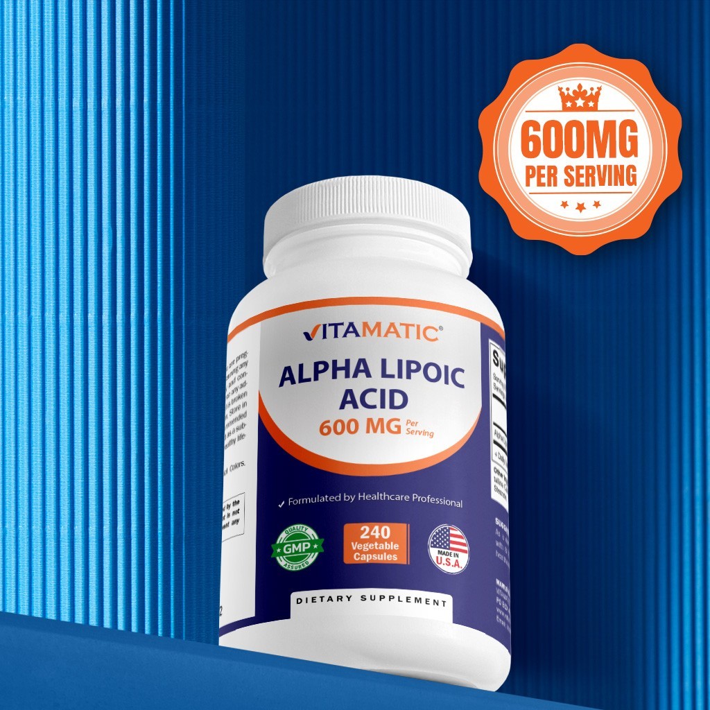 Vitamatic Alpha Lipoic Acid (ALA) 600mg Per Serving – 240 Capsules – 2 Pack