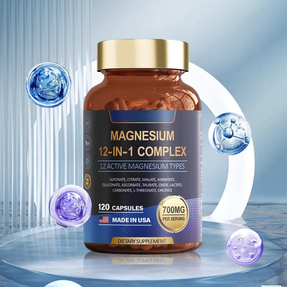 1-3 pack Magnesium Complex 700mg 12 in 1 Magnesium supplement with 120 counts-+