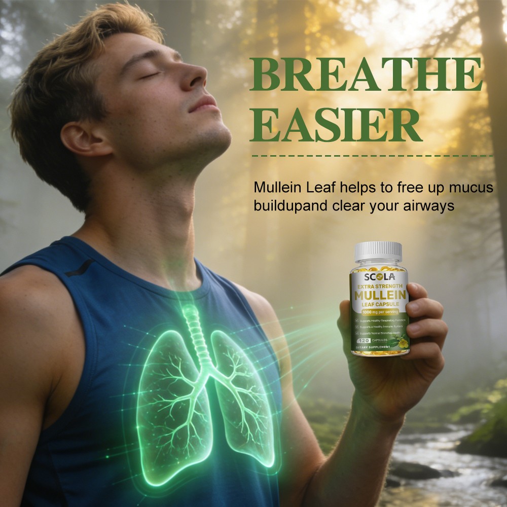Mullein Leaf Capsules Extra Strength Support Respiratory Health Lung Detox 120Pc