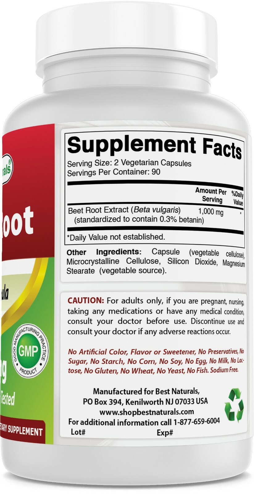 Best Naturals Beet Root Powder 500 Mg 180 Count Aids in Healthy Circulation