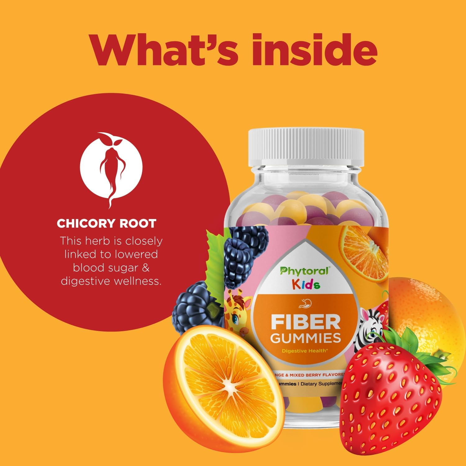 Kids Prebiotic Fiber Gummies Digestive Support Vegan 60 Count