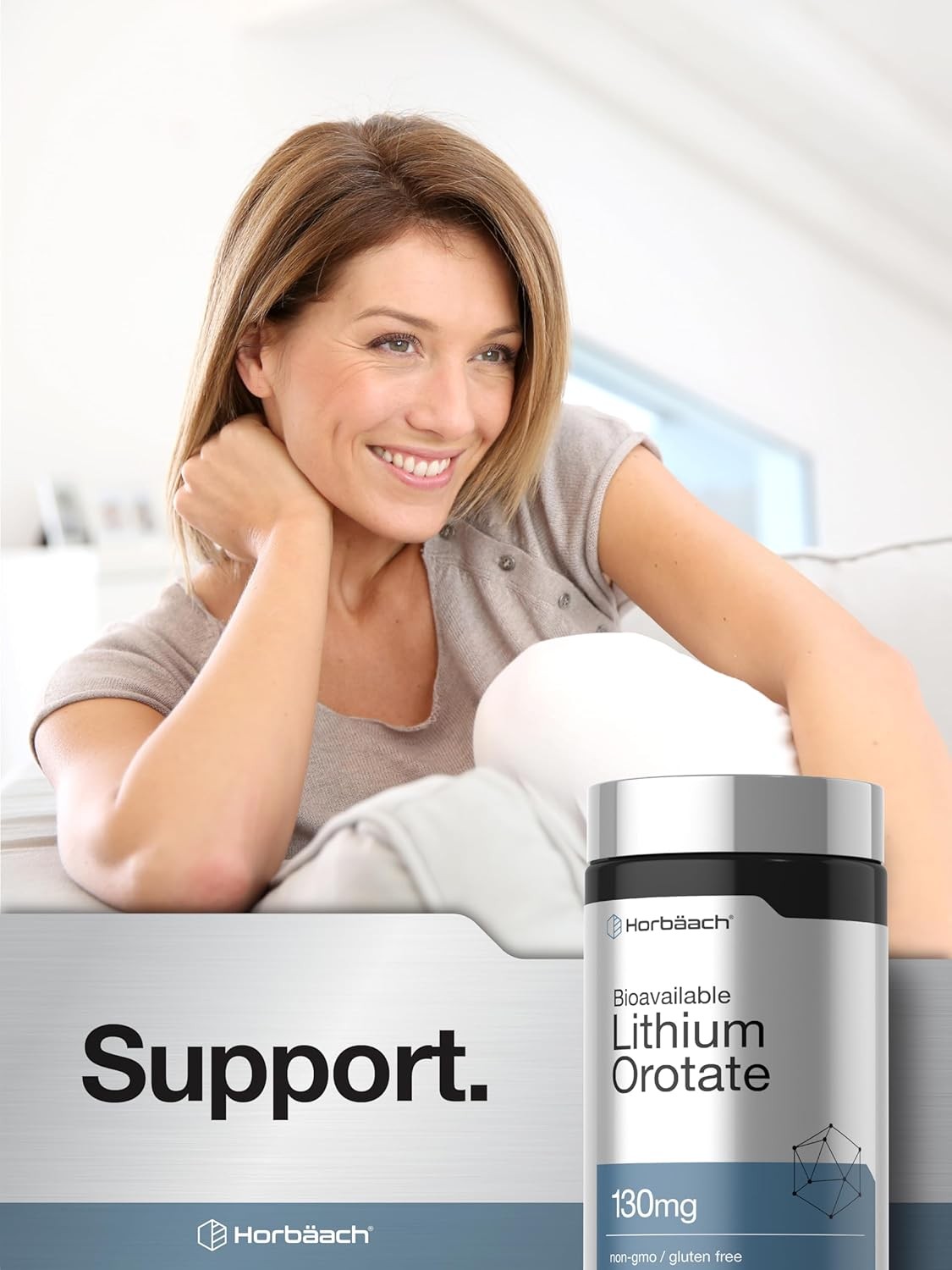 Lithium Orotate 130mg | 180 Capsules | 5mg Elemental Lithium | by Horbaach