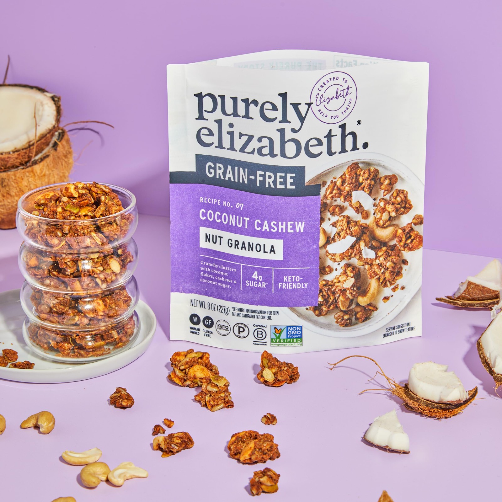 Purely Elizabeth, Coconut Cashew, Keto Granola, 8 Ounce (Pack of 1), Natural