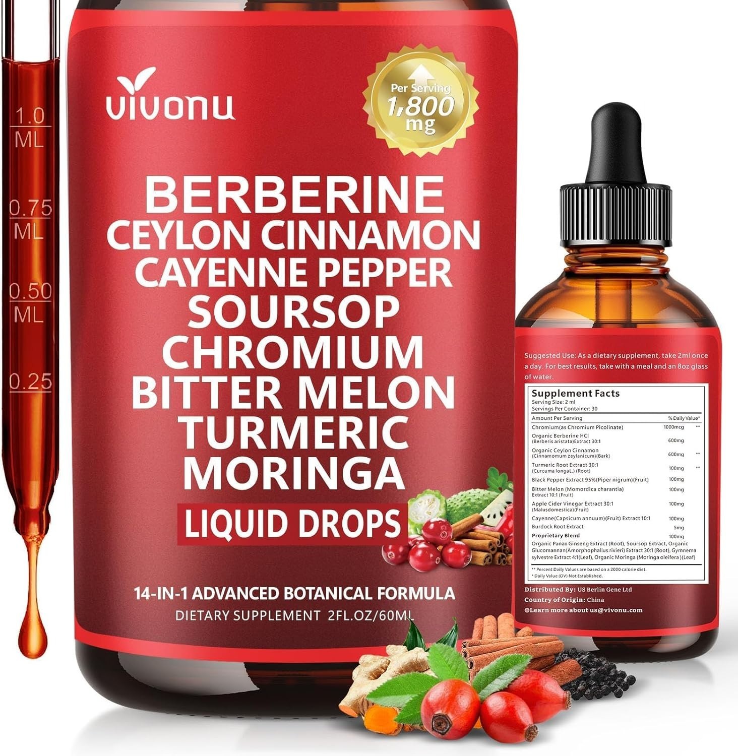 Liposomal Berberine Liquid Drops with Ceylon Cinnamon for Enhanced Wellness