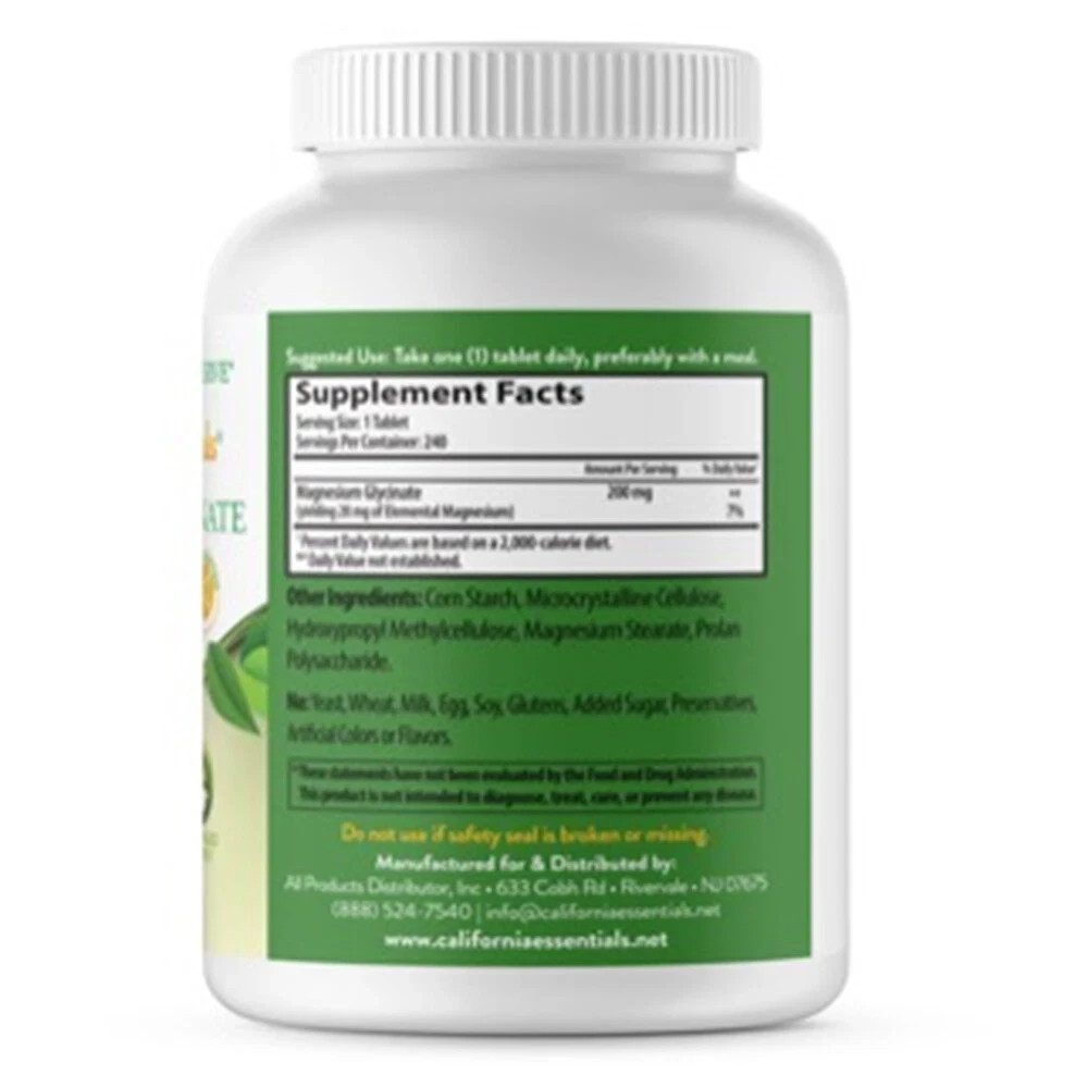 Magnesium Glycinate 200mg Tablet Gentle on Stomach, Muscle & Nerve Function
