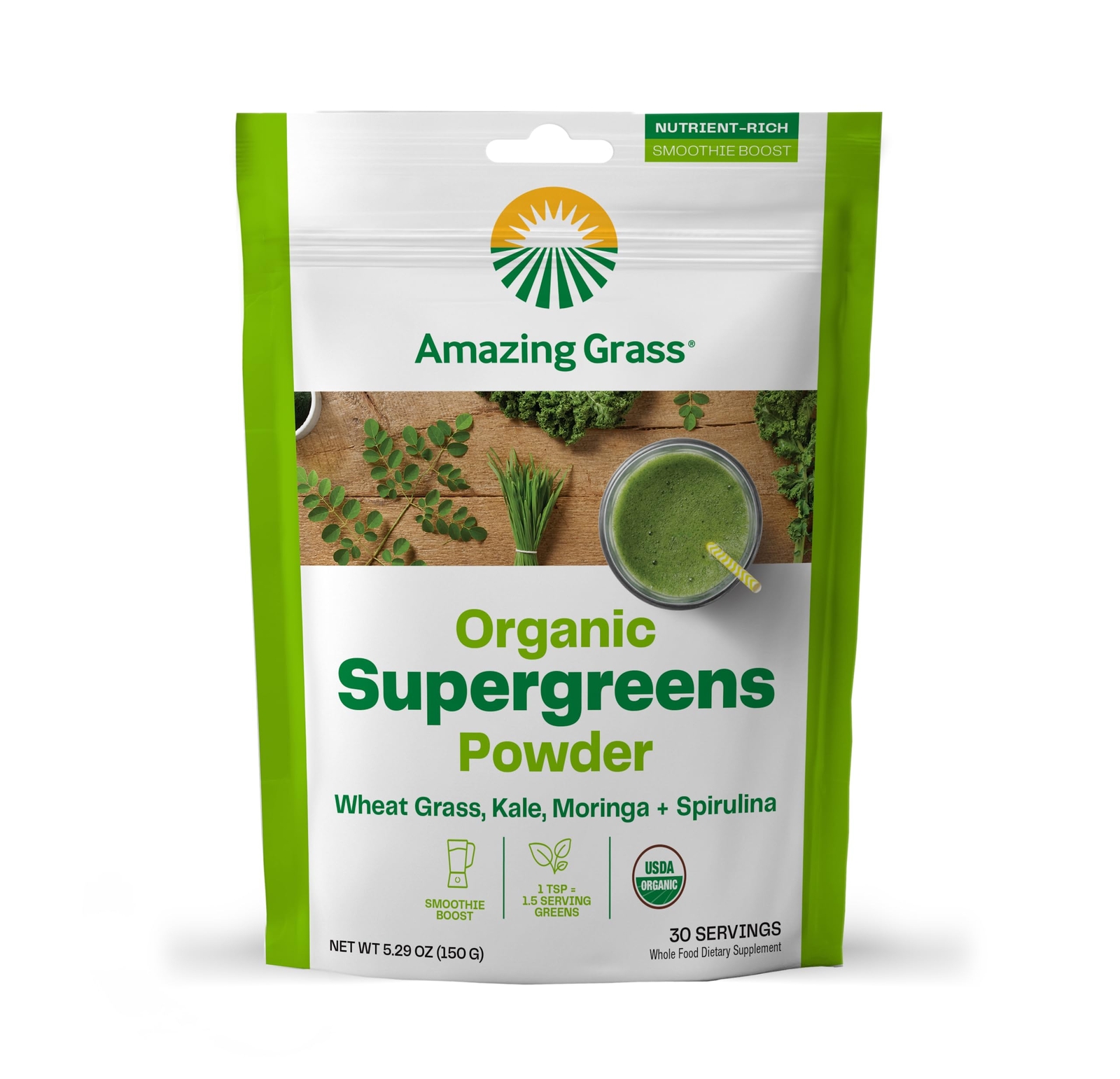 Amazing Grass Organic Super Greens Powder Smoothie Booster 5.29 Oz