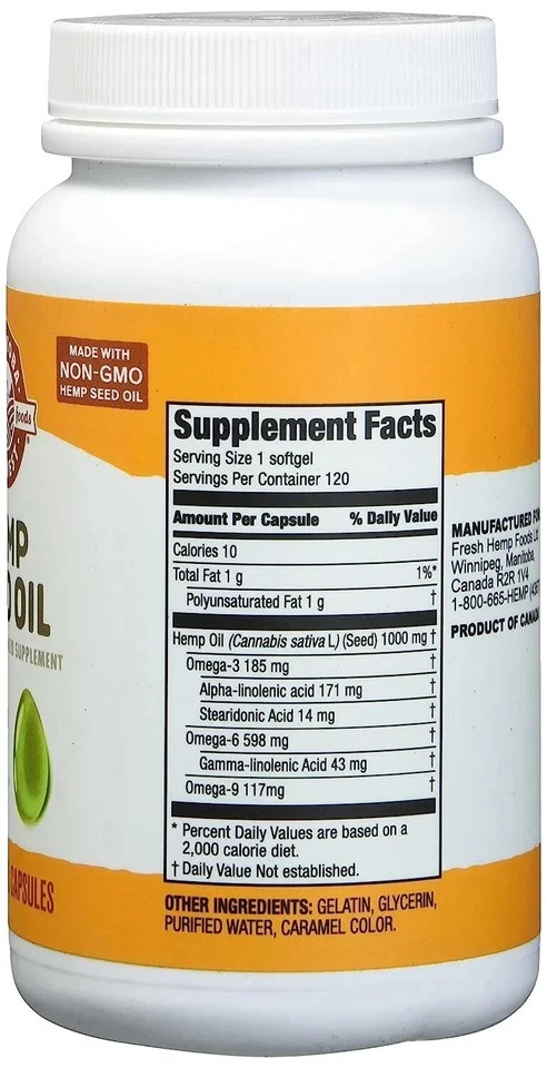 Manitoba Harvest Hemp Seed Oil 120 sgels (Pack of 6)