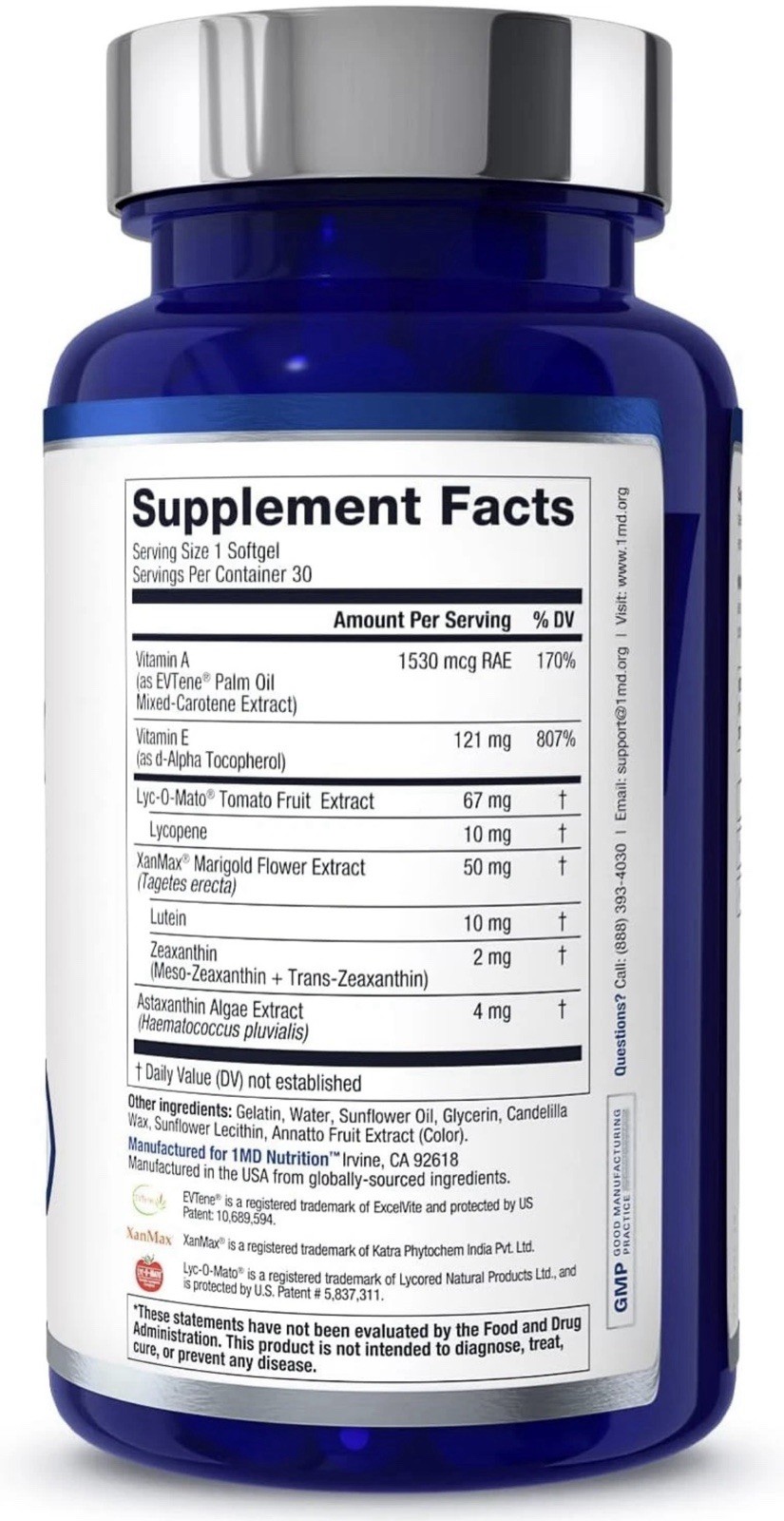 1MD Nutrition VisionMD Eye Vitamin CARMIS – 30 Count (Pack of 1) EXP 6/2027