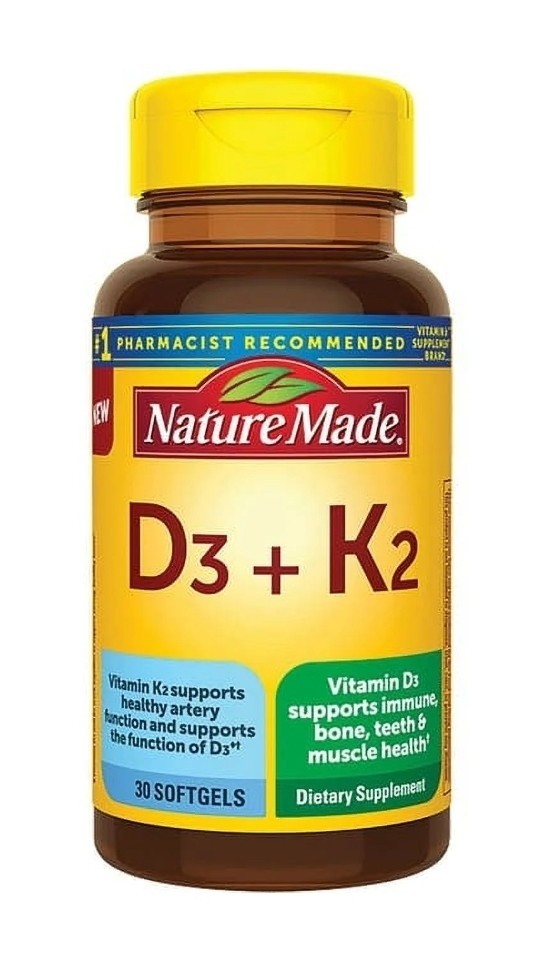 Nature Made Vitamin D3 K2 Supplement, 5000 IU (125 mcg) 30 Count (Pack of 1)