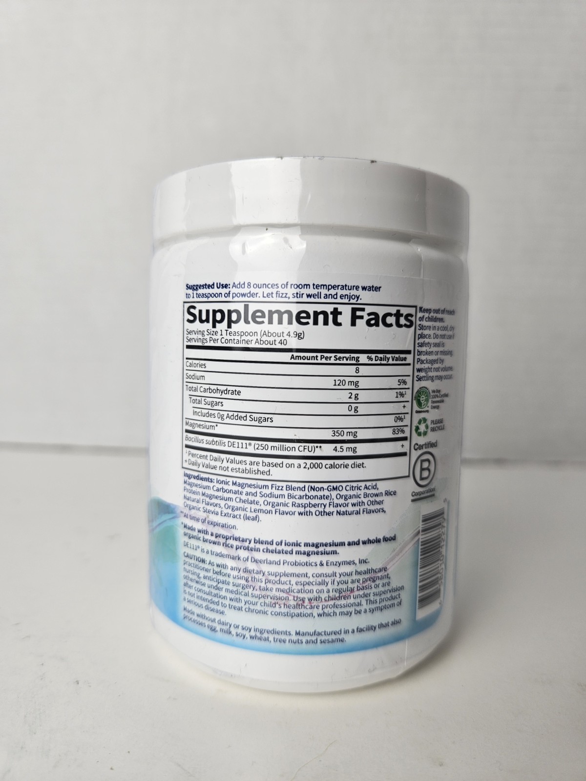 Magnesium Supplement Powder – Garden of Life Raspberry Lemon 7 oz. Exp 10/2026
