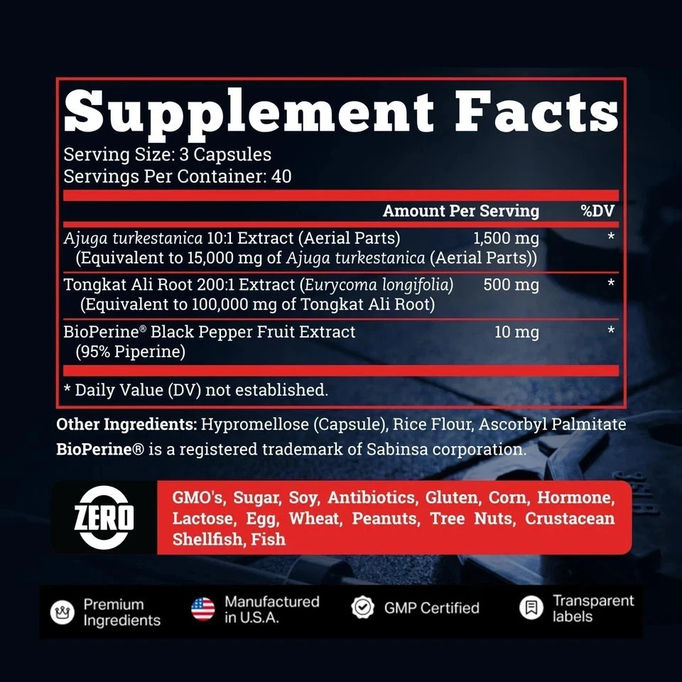 Turkesterone 15,000mg [Max Potency] + BioPerine® for High Absorption Formula
