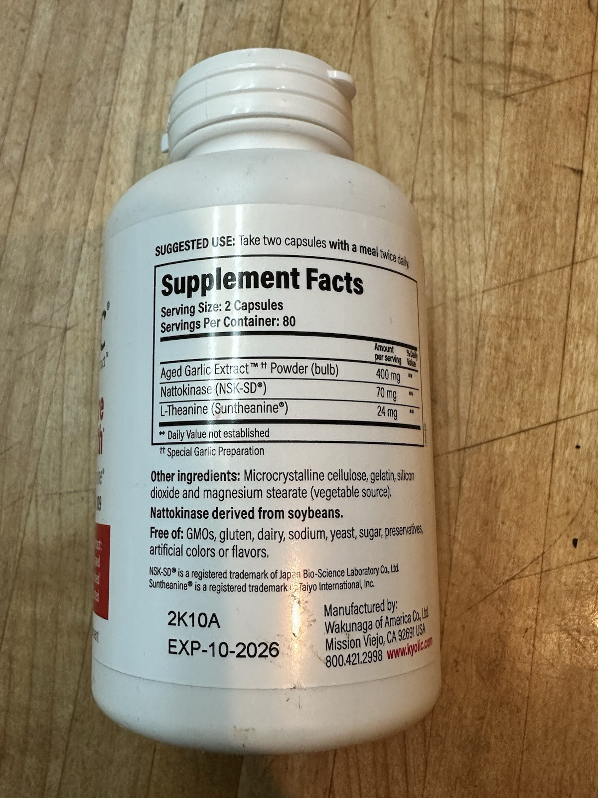 160 Capsules KYOLIC Aged Garlic Extract BLOOD PRESSURE HEALTH Formula 109