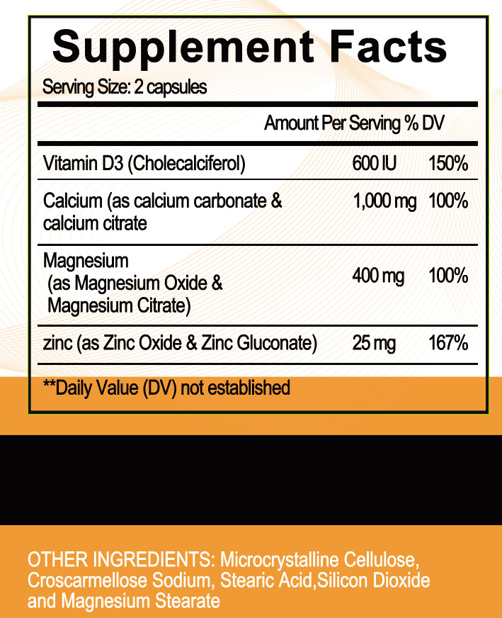 4Bottles Zinc Calcium Magnesium Vitamin D Complex Supplement Bone Muscle Immune