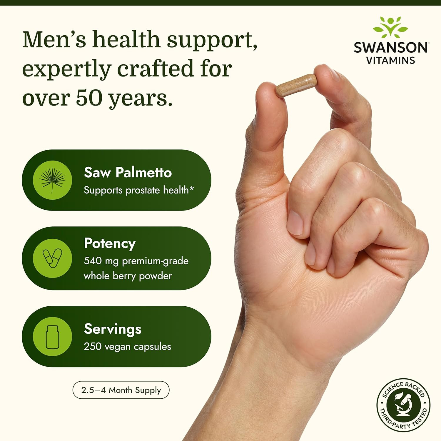 Saw Palmetto Full Spectrum Herbal Supplement for Men Seeking Prostate, Hair, and