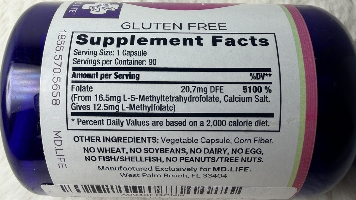 MD. Life L-Methyl Folate 5-MTHF 12.5 mg 90 Capsules Exp 06/01/2026 New Sealed