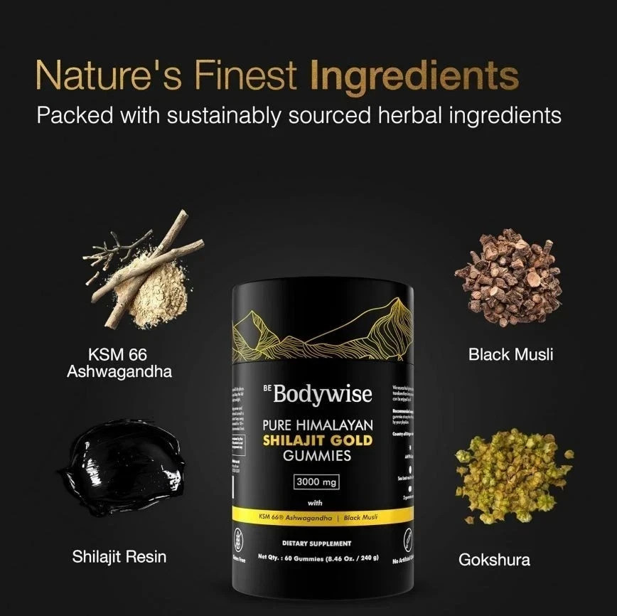 Pure Himalayan Shilajit Gold Gummies 3000mg With Ashwagandha Gokshura
