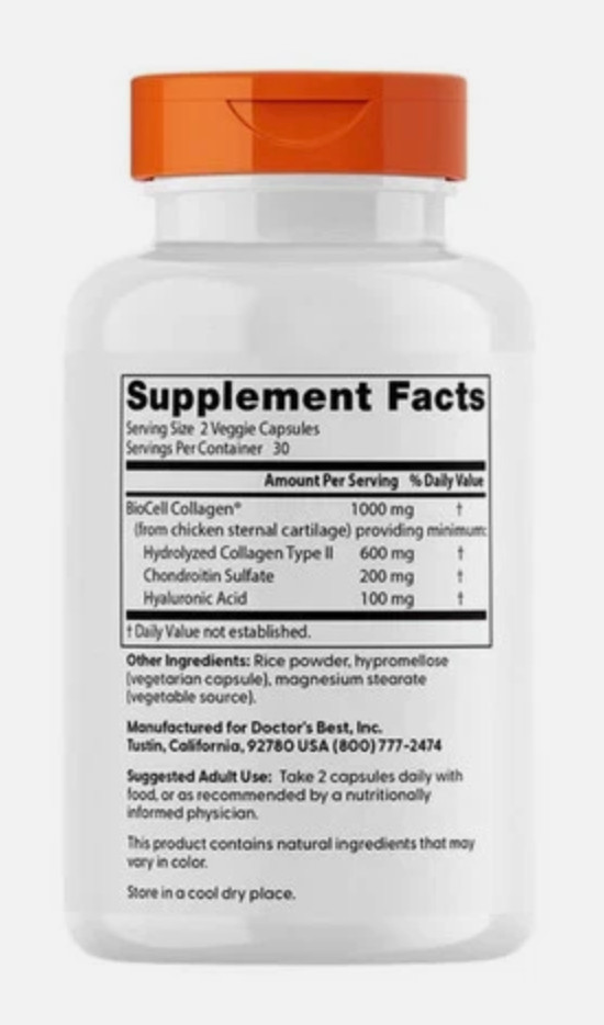 Doctor’s Best Hyaluronic Acid Plus Chondroitin Sulfate With Biocell EXP 06/2027