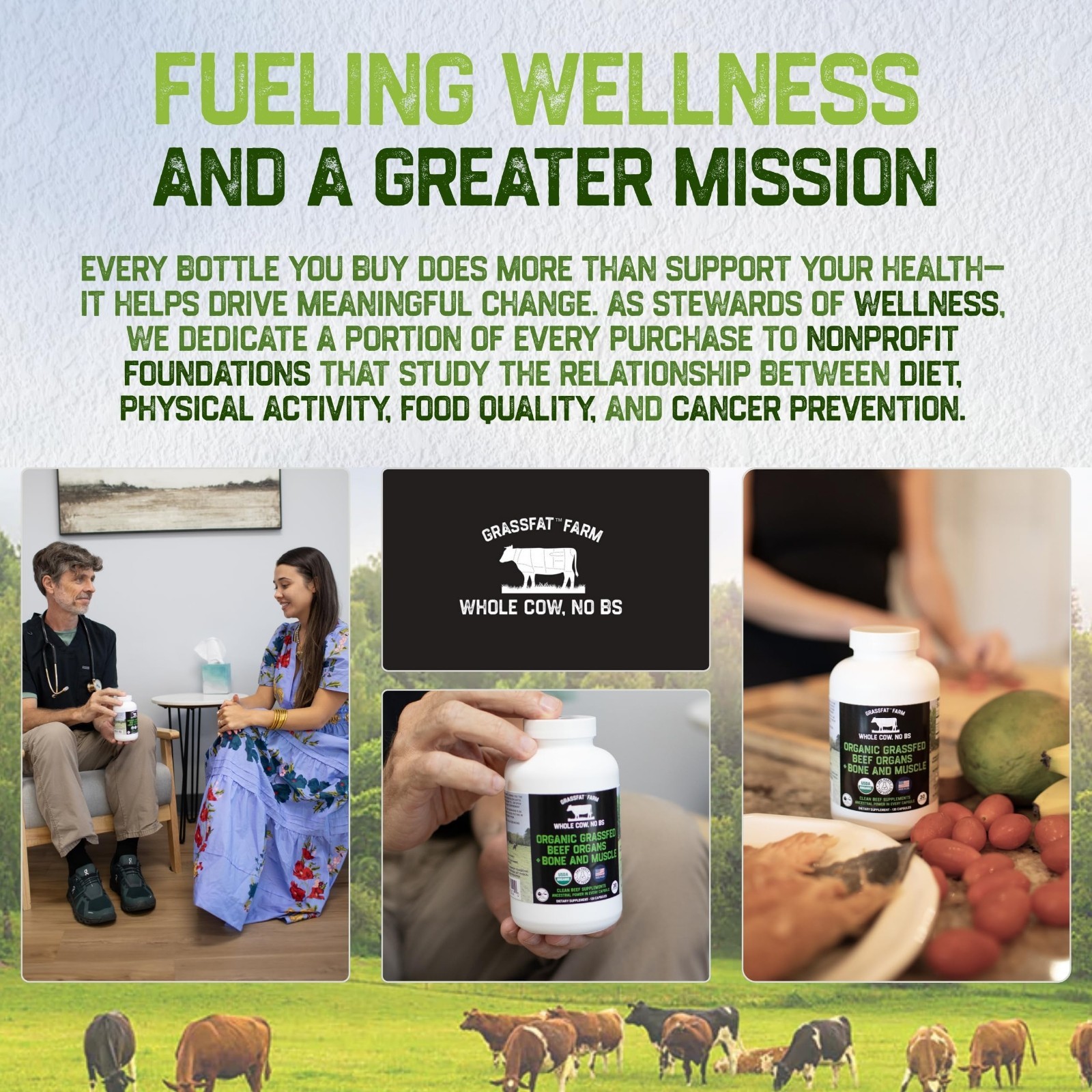 USDA Organic 100% Grassfed Beef Organ Supplements – Whole Cow, 30-Day Supply