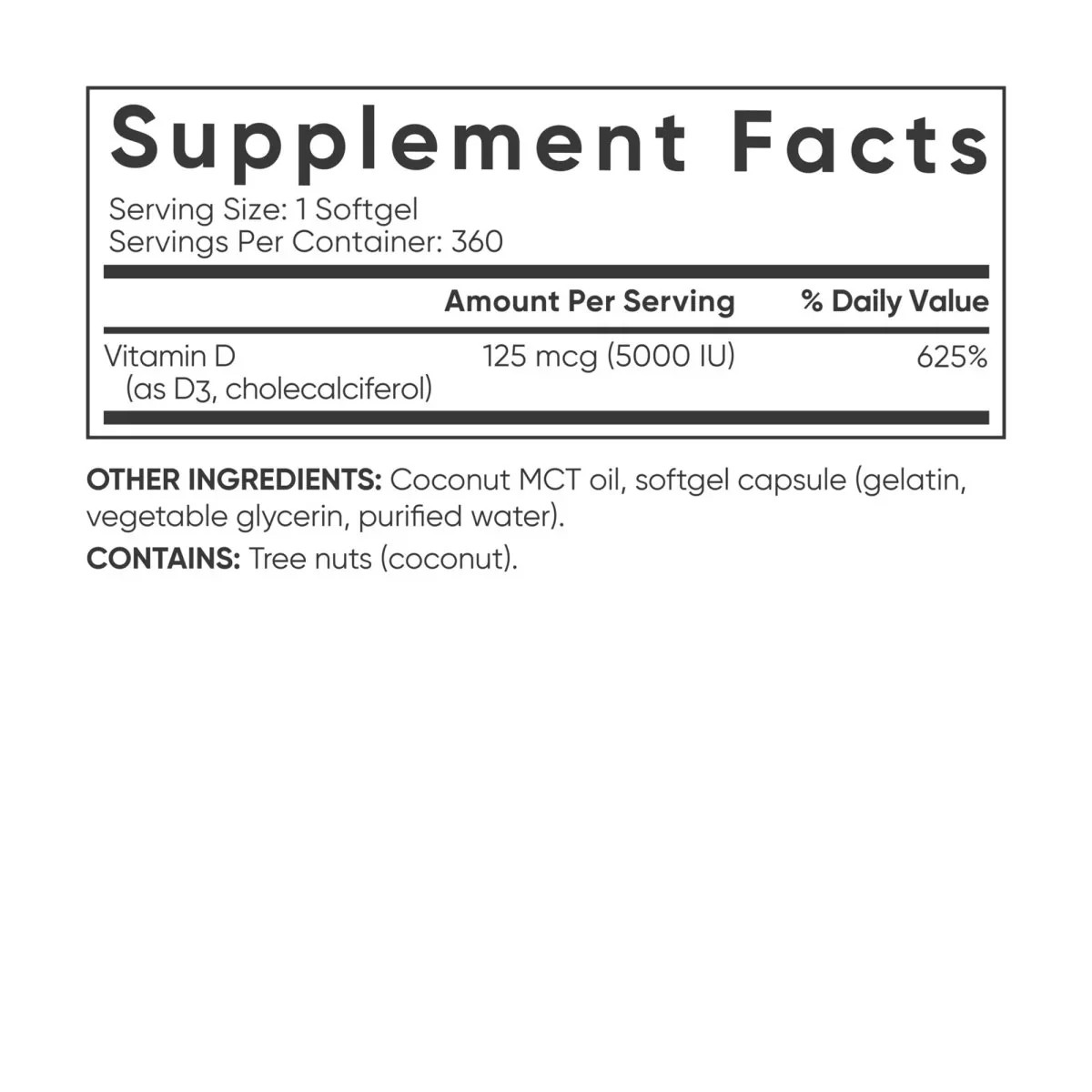 Sports Research Vitamin D3 Dietary Supplement – 360 Softgels