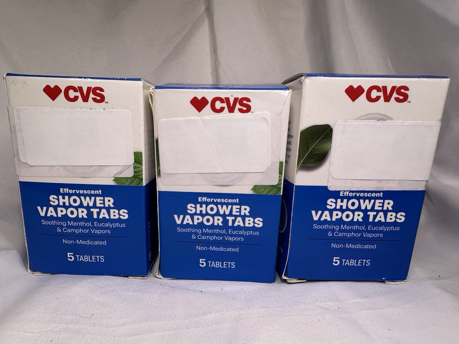 3 BOXES CVS Shower Vapor Tabs Effervescent Vapor Tablets MENTHOL & CAMPHOR 3x5tb