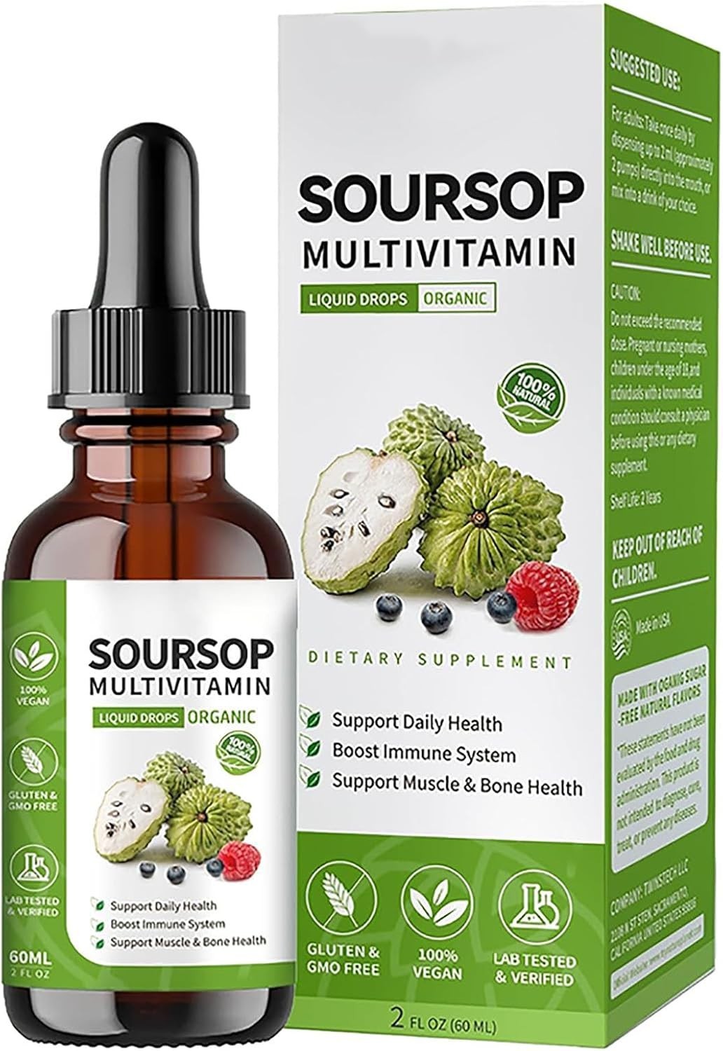 Soursop Multivitamin Liquid Drops, Bitters 2 Fl Oz (Pack of 1)