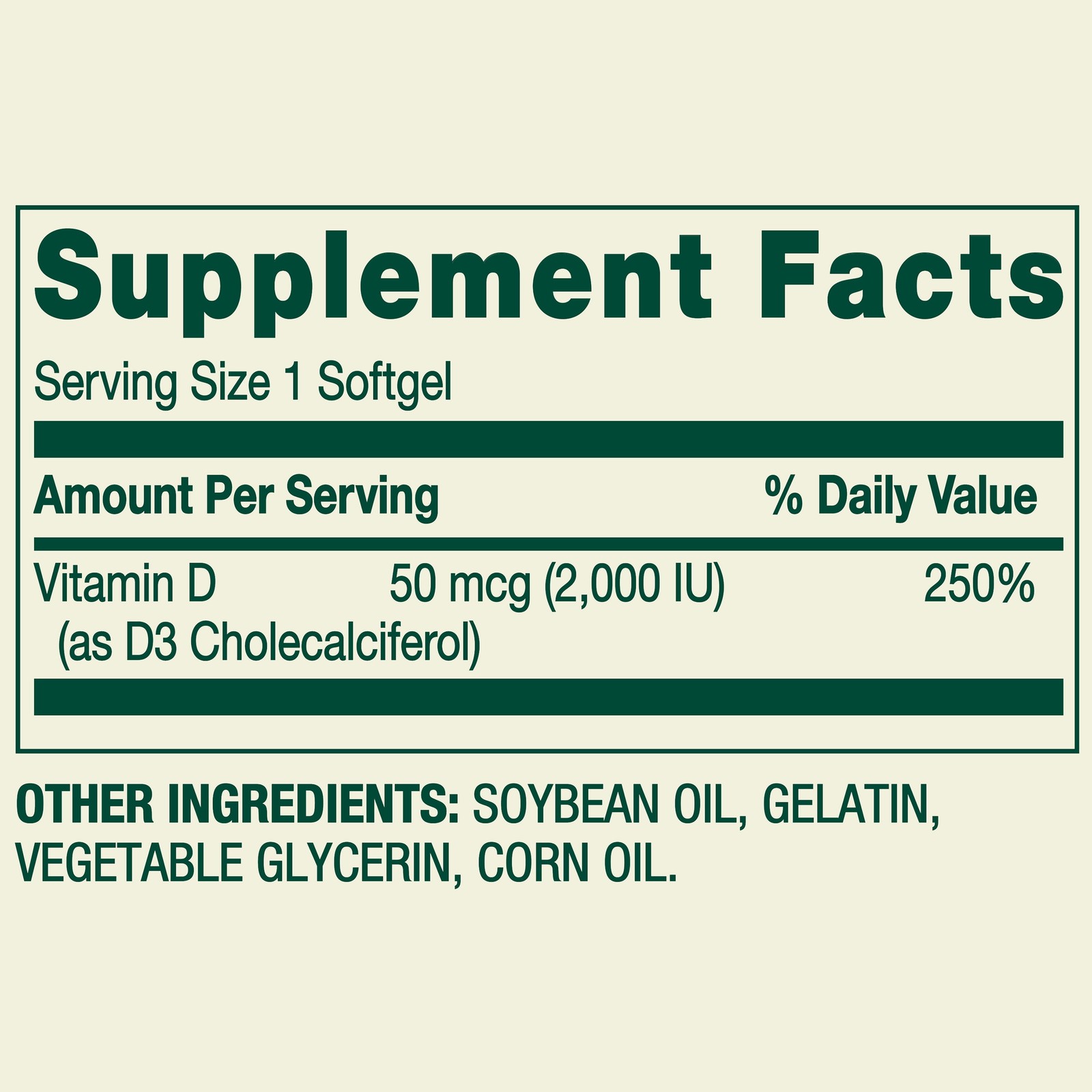 Vitamin D3 2000 IU Softgels, 200 Count