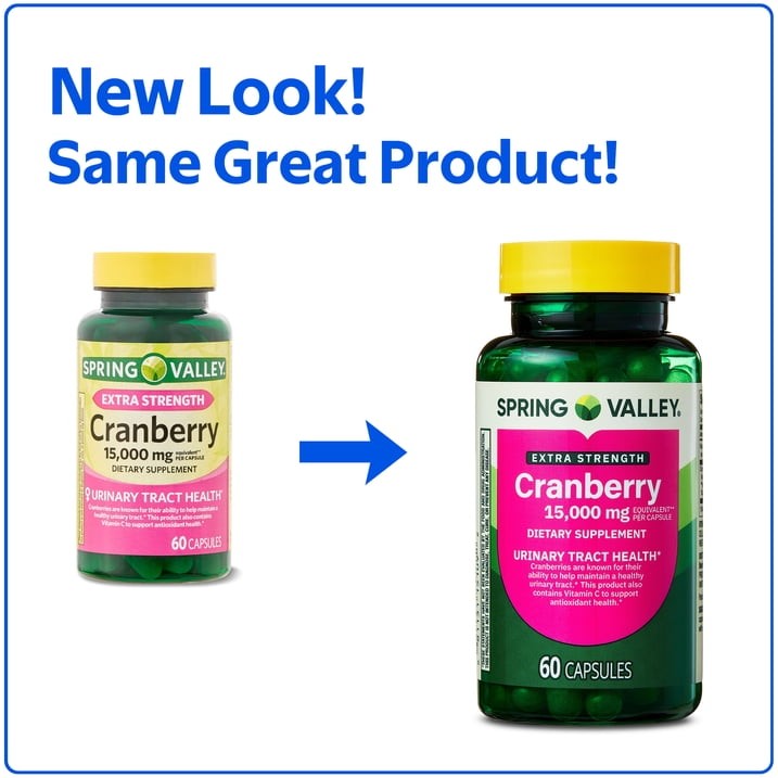 Spring Valley Cranberry 15000mg Extra Strength Capsules Urinary Health 60 Count
