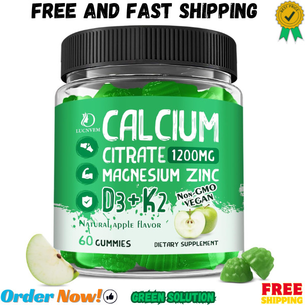 Calcium Citrate 1200 mg with Vitamin D3 Gummies, Calcium Citrate Magnesium Zi…