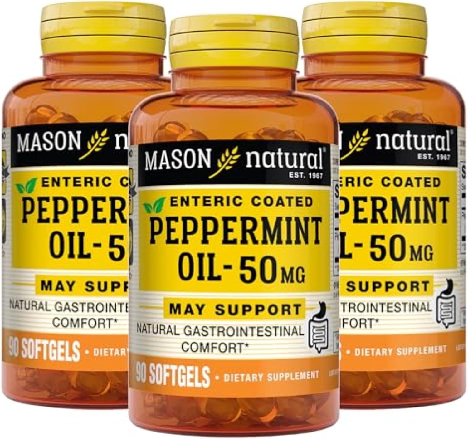 Daily Digestive Support Softgels with Peppermint Oil, 270 Easy-to-Swallow Pills